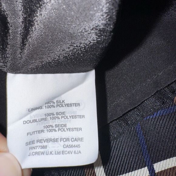 J Crew Silk A Line Twill Midi Dress Black Blue Ivory Windowpane Check Women 10 - Picture 9 of 11